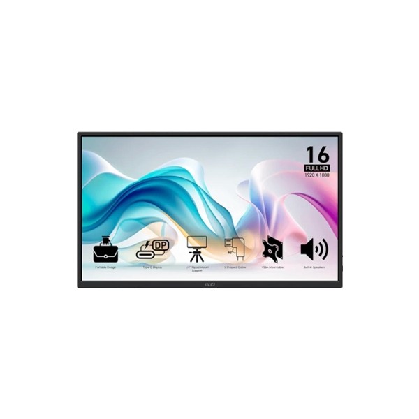 Msi mp165 e6 monitor15.6"ips fhd  portátil usbc mm