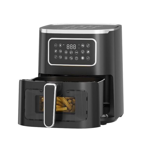 Freidora sin aceite negra digital 5L. con ventana Kuken
